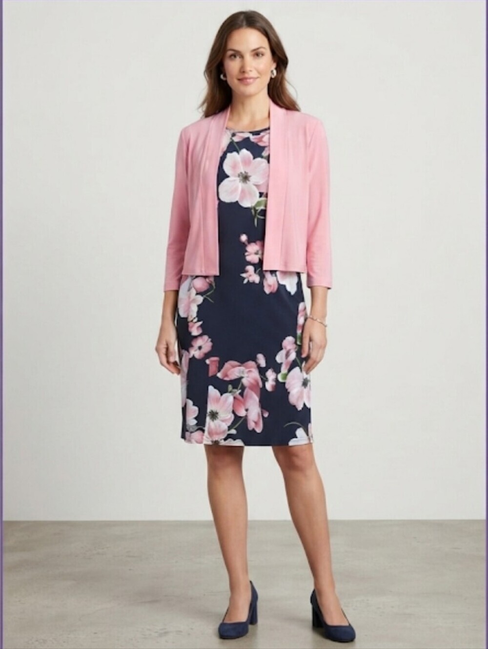 Perceptions Rose and Charcoal Floral Skirt Set